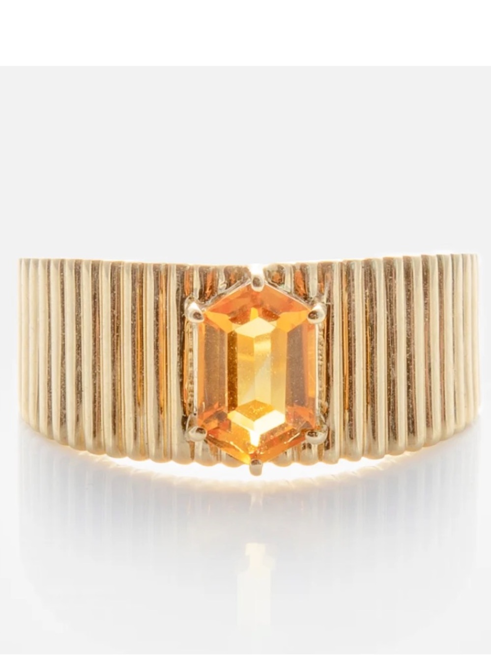 9K Solid Gold Citrine Fluted Cigar Band